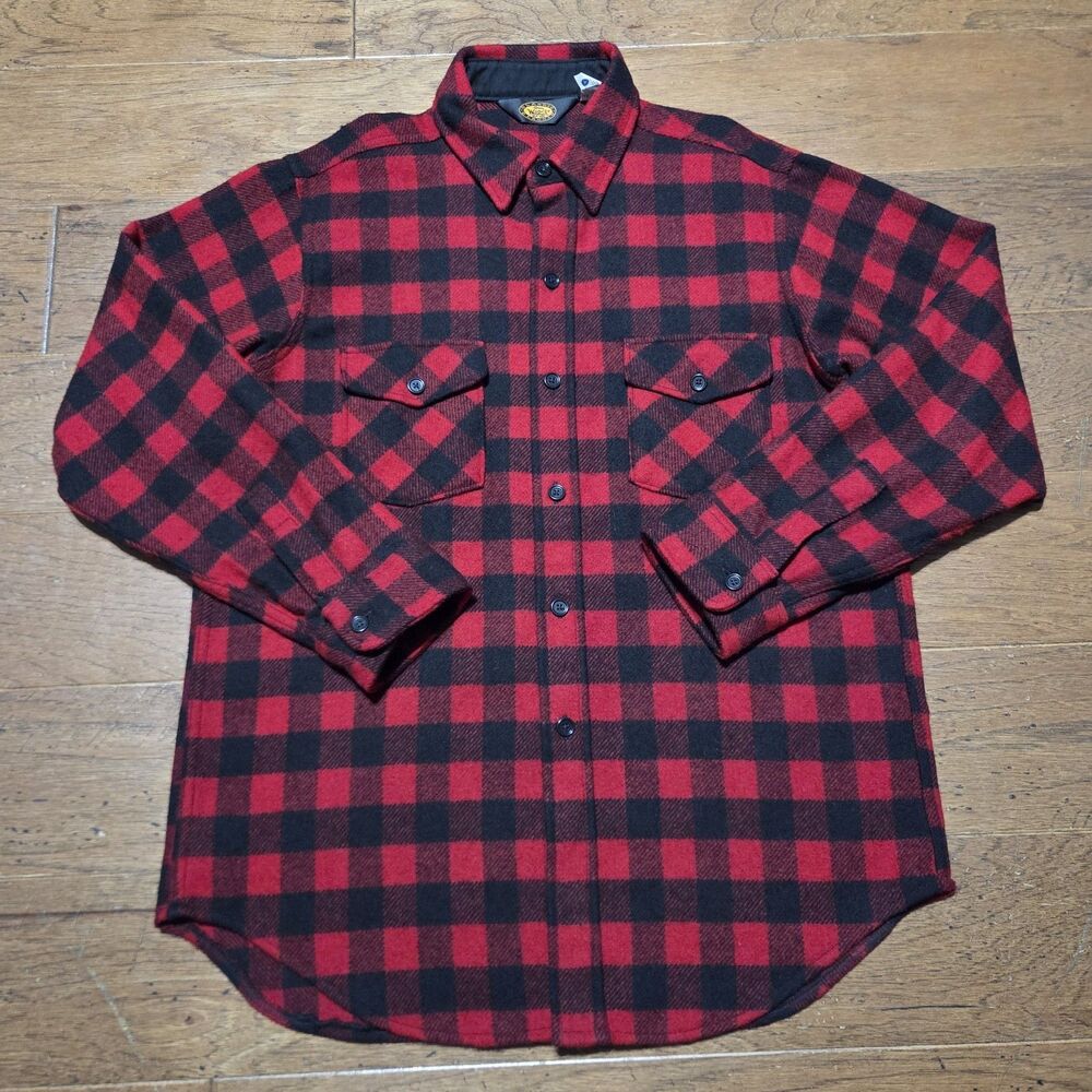 Vtg Woolrich Shirt Mens Large Red Buffalo Plaid Flannel Wool 90s Outdoor USA